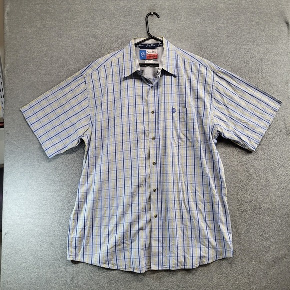 VINTAGE Wrangler George Strait Men Button Up Shirt 2XL Blue Plaid Cowboy - Picture 1 of 8